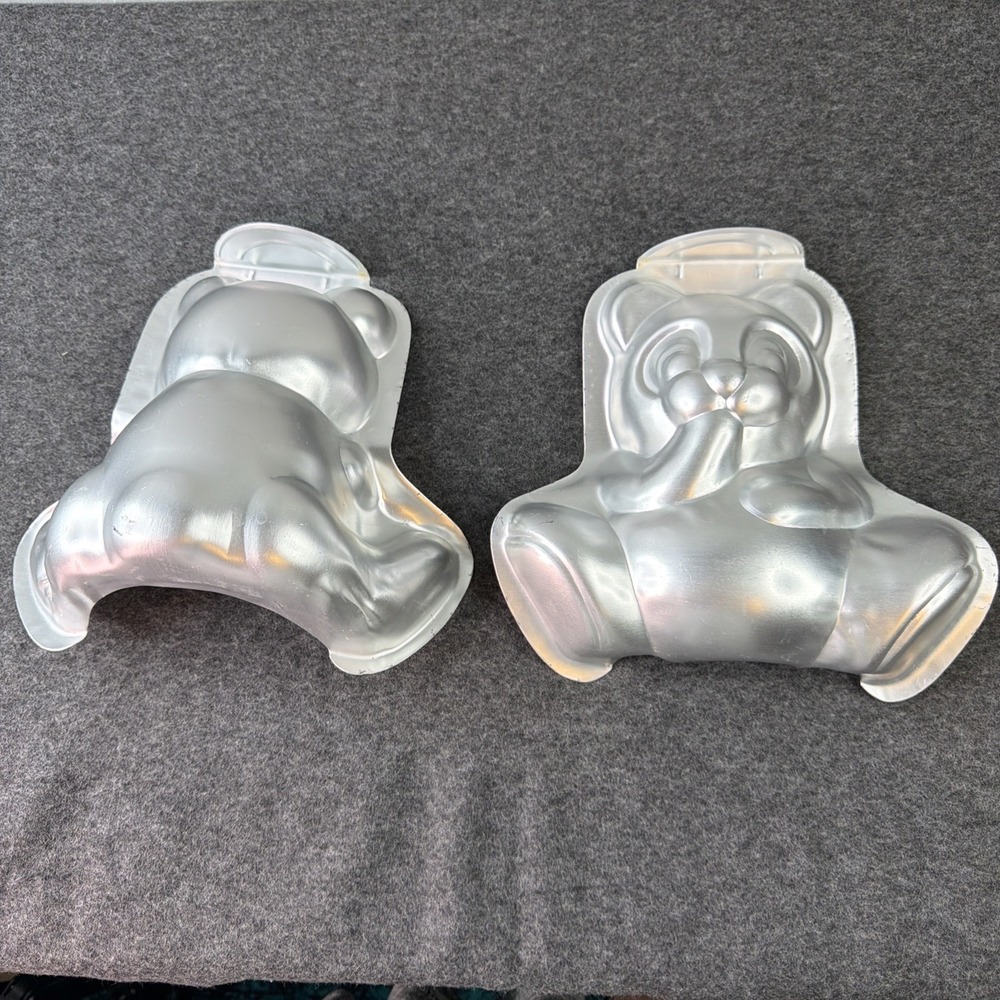 Vintage Wilton 3D Teddy Bear Cake Pan Mold Aluminum 2 Piece Incomplete